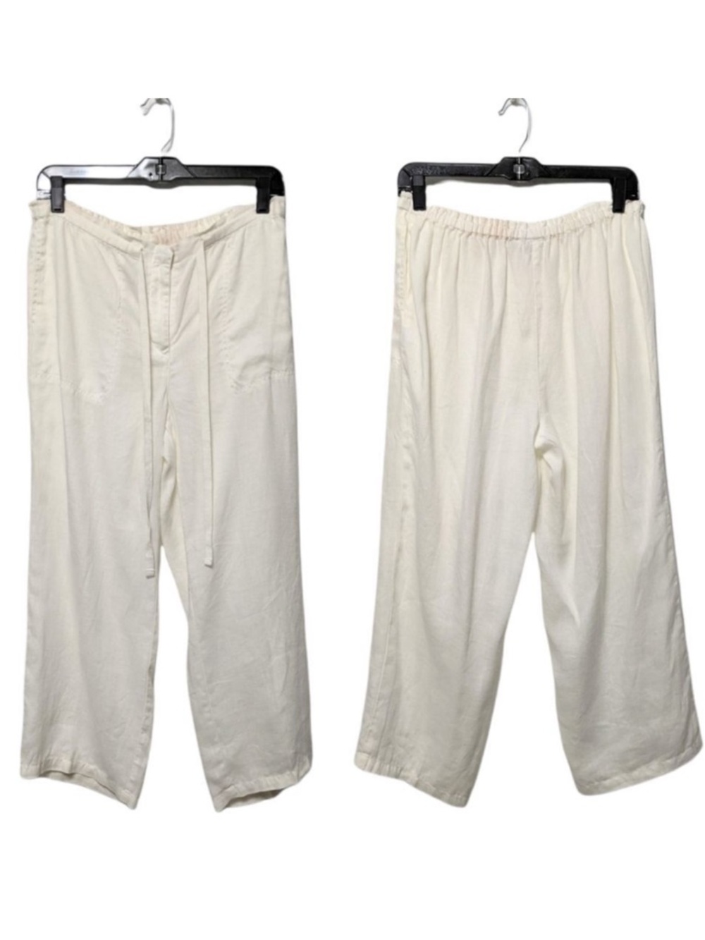 CITY DKNY 100% Linen Wide Leg Cropped Pants M
